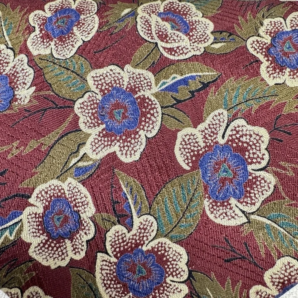 Britches of Georgetowne Floral Tie‎ Mens OS Burgundy Silk Vintage Dark Academia
